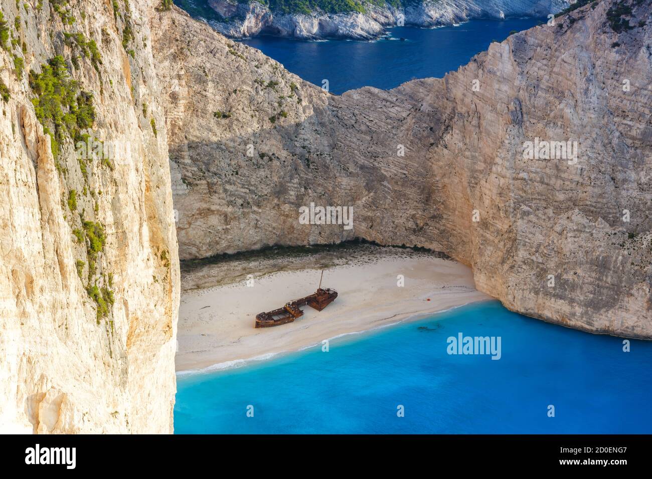 Zakynthos, Greece - September 20, 2020: Zakynthos island Greece shipwreck Navagio beach travel vacation in Greece. Stock Photo