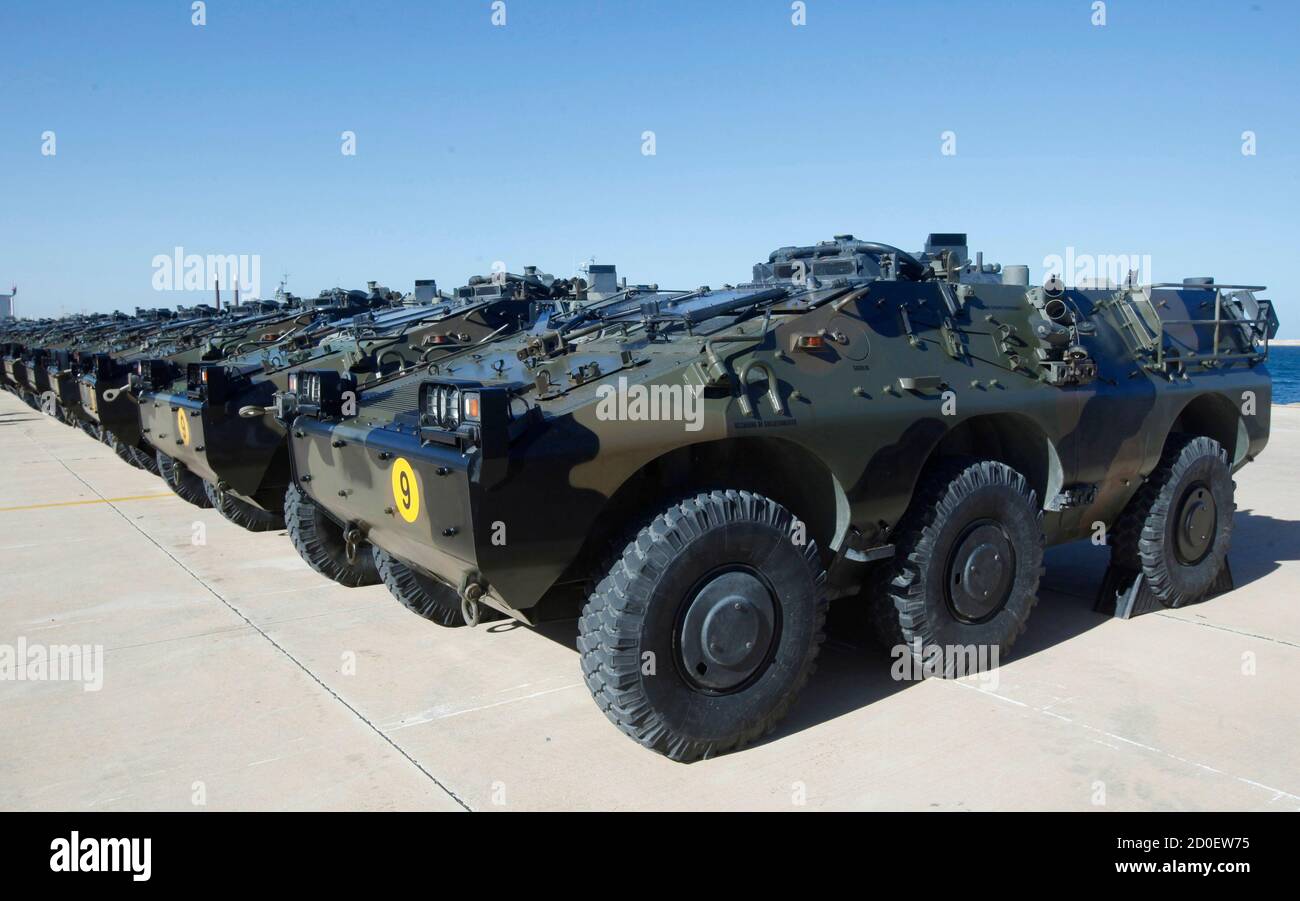 The Puma-type military vehicles donated by Italy to the Libyan army are  seen at the naval base in Tripoli February 6, 2013. REUTERS/Ismail Zitouny ( LIBYA - Tags: POLITICS MILITARY Stock Photo - Alamy