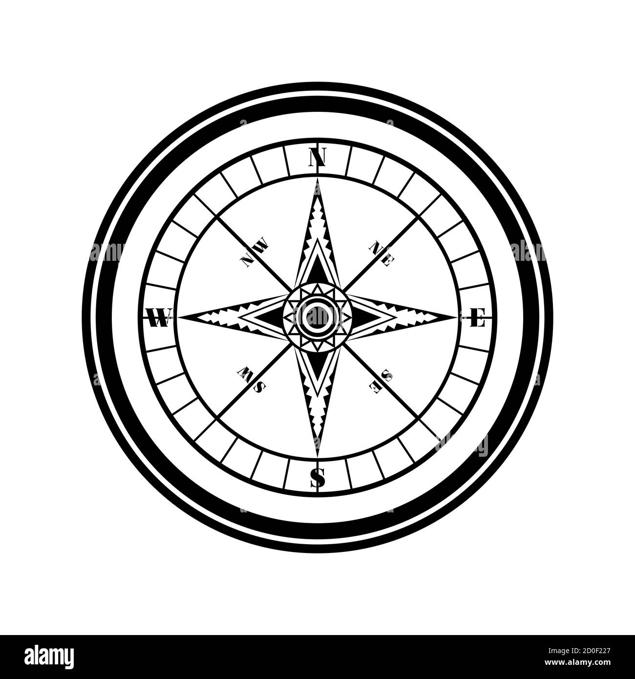 Vintage compass isolated on white background, Vector illustration Stock ...