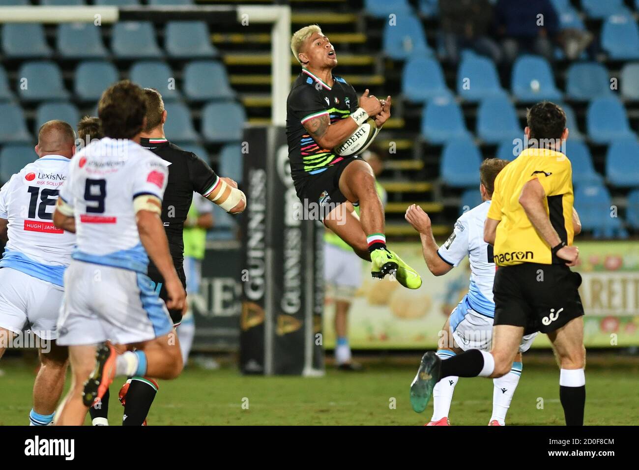 Junior Laloifi (Zebre) during Zebre vs Cardiff Blues, Rugby Guinness Pro 14, parma, Italy, 02 Oct 2020 Stock Photo