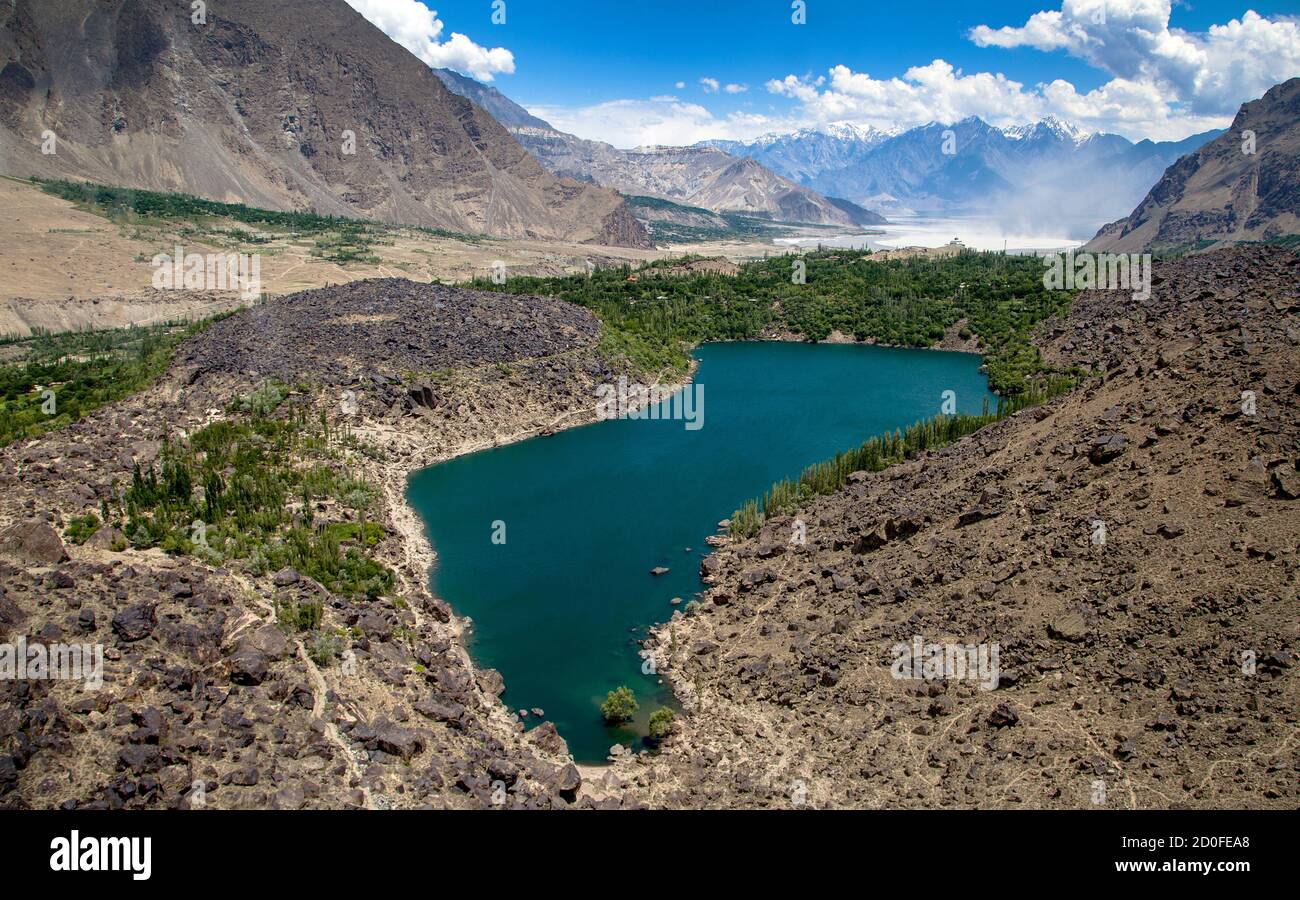 The Kachura Lakes are three lakes in the Skardu District of Gilgit-Baltistan, northern Pakistan Stock Photo