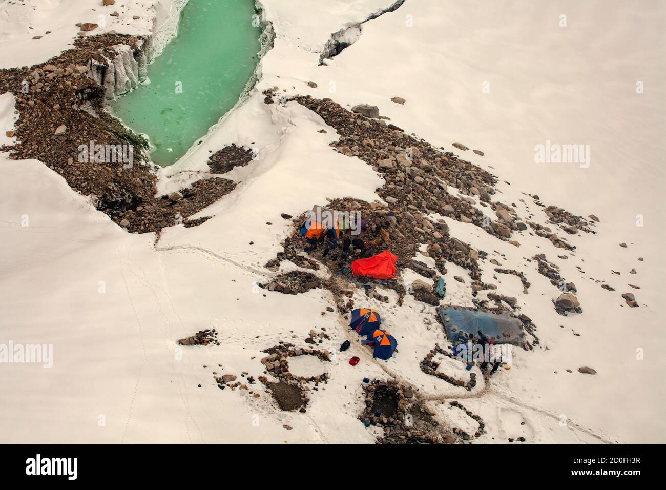 glacial lakes in Karakorum range in k2 trek baltoro gilgit Baltistan Pakistan Stock Photo