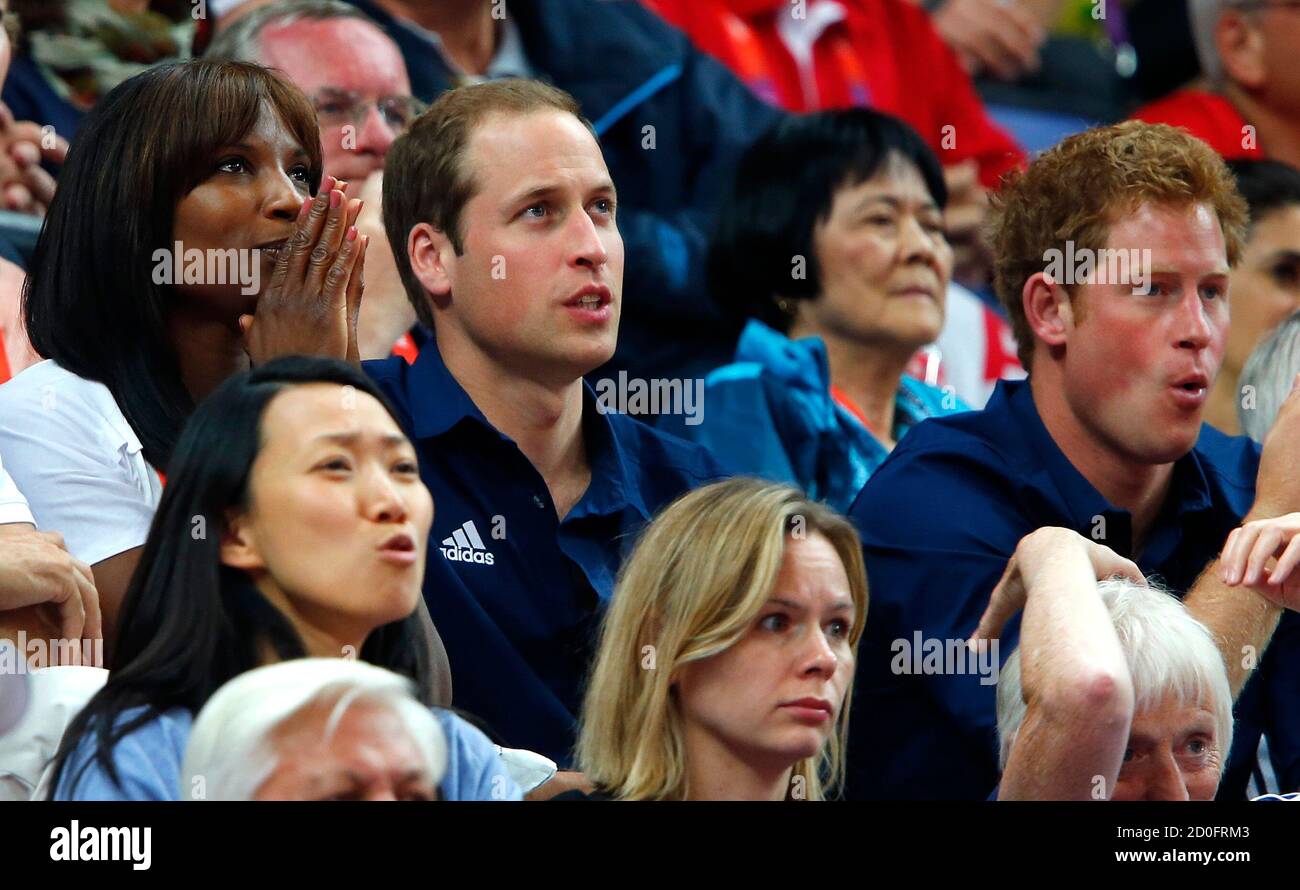 Denise Lewis Top L Who Won The Gold Medal In The Heptathlon At The 2000 Sydney Olympics Prince William C And Prince Harry Watch The Men S Gymnastics Team Final In The North