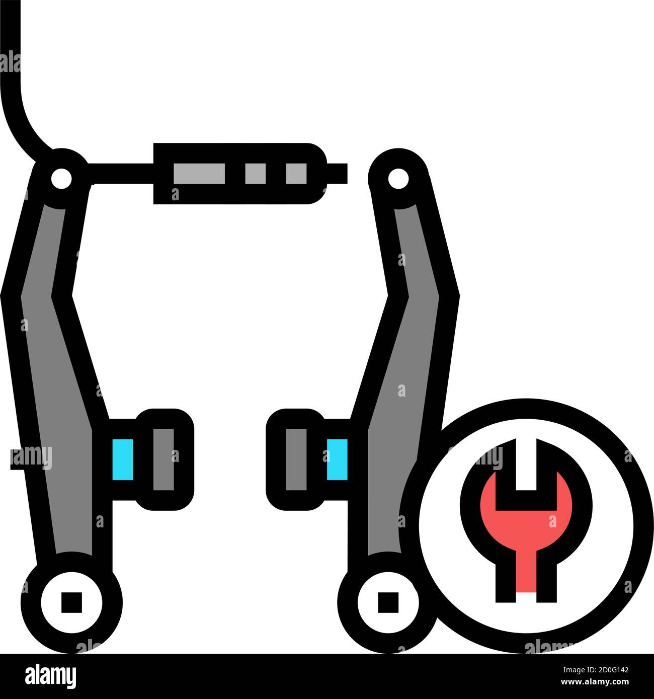 bicycle brake pads cleaning and adjustment color icon vector