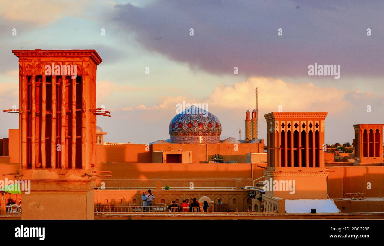 Yazd, Iran 20190411 Wind Catcher Towers form natural air
