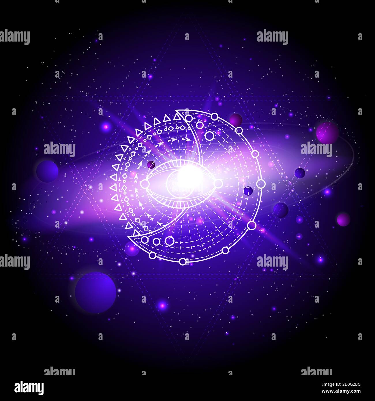 Vector illustration of Sacred or mystic symbol against the space ...