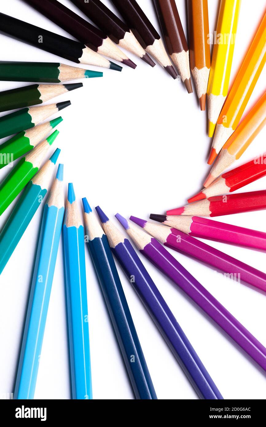 Colorful rainbow pencil circle hi-res stock photography and images - Alamy