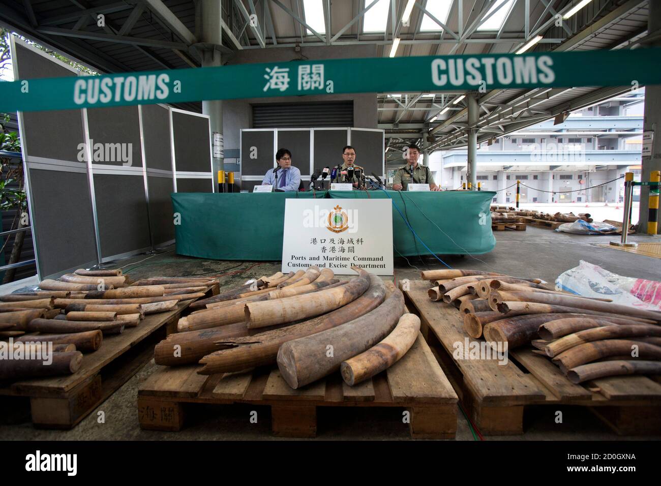 Hong Kong Agriculture Fisheries And Conservation Department Endangered Species Protection Officer Alfred Wong Kwong Chiu Customs Excise Department Group Head Ports Control Simon Ng Kwok Leung And Divisional Commander Containerized Cargo
