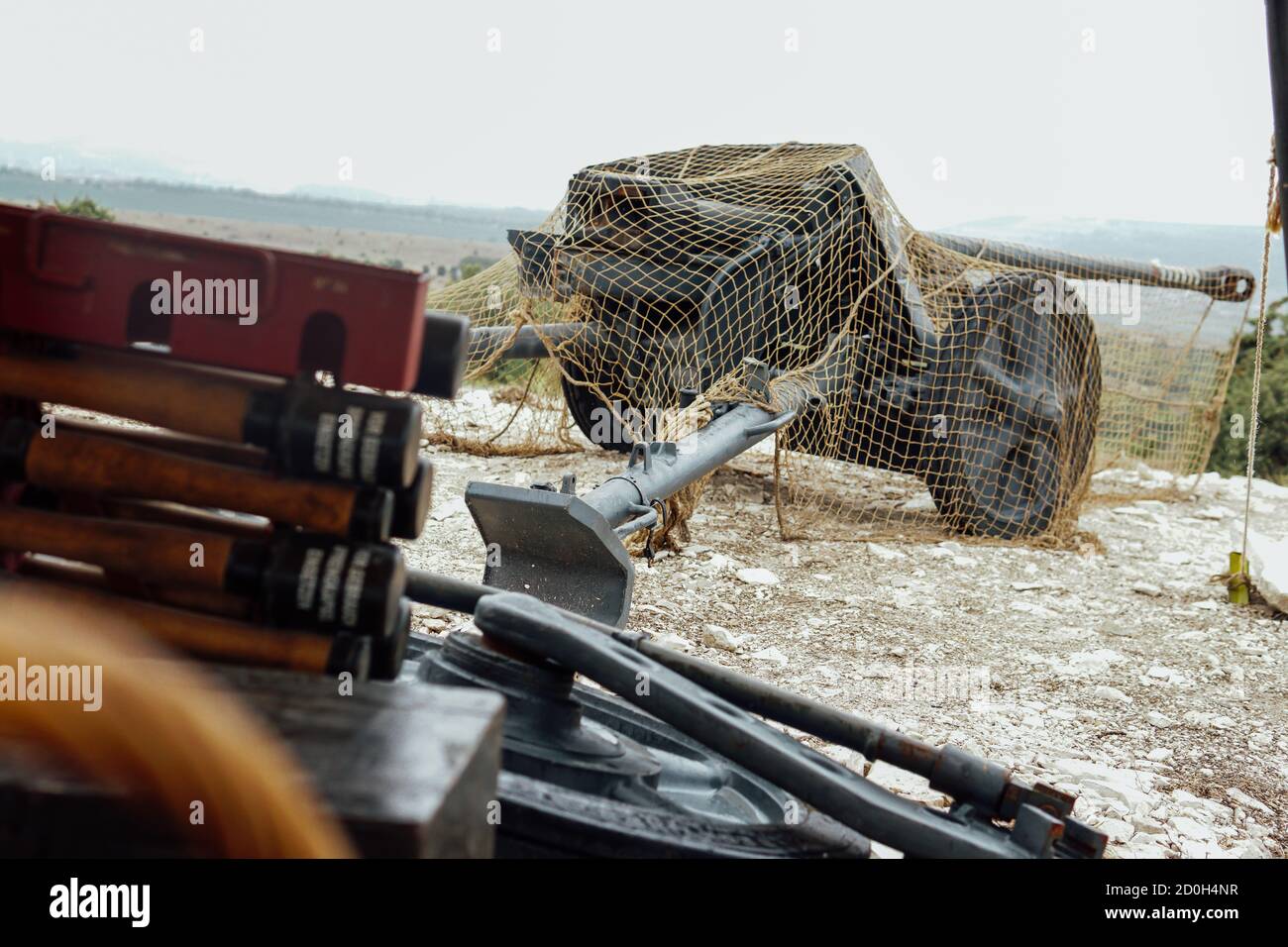Gun artillery gun for shooting in world war Stock Photo