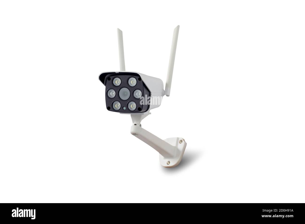 Waterproof outdoors wireless CCTV camera isolated on white background. Stock Photo