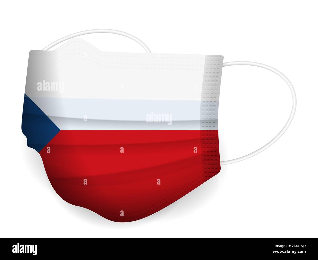 Medical mask Czech Republic flag on a white background. Vector
