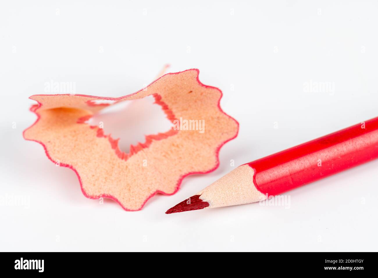 Concept art- Peeling pencil sharpener on white background Stock Photo
