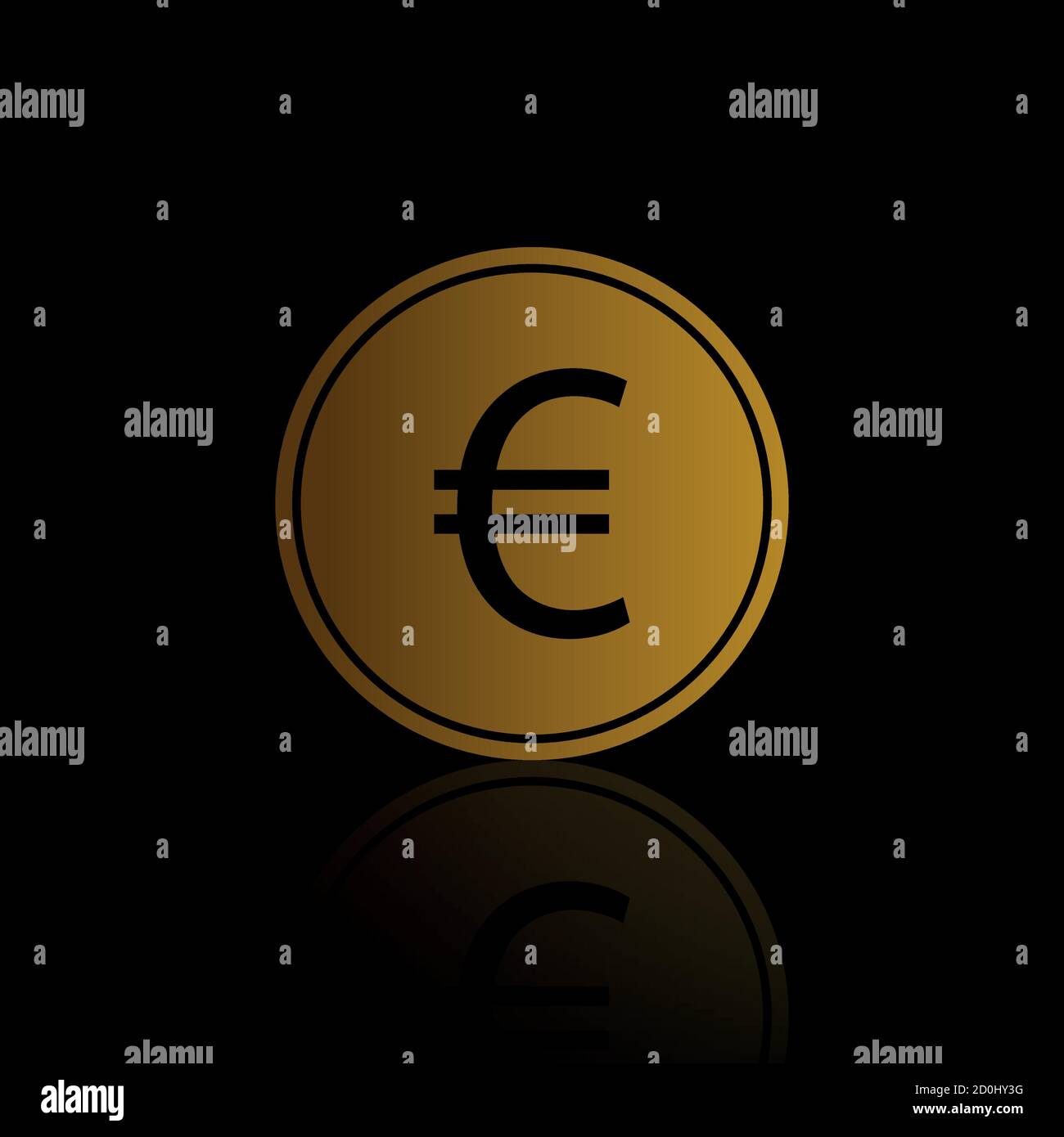 Gold euro coin isolated icon, logo Stock Vector