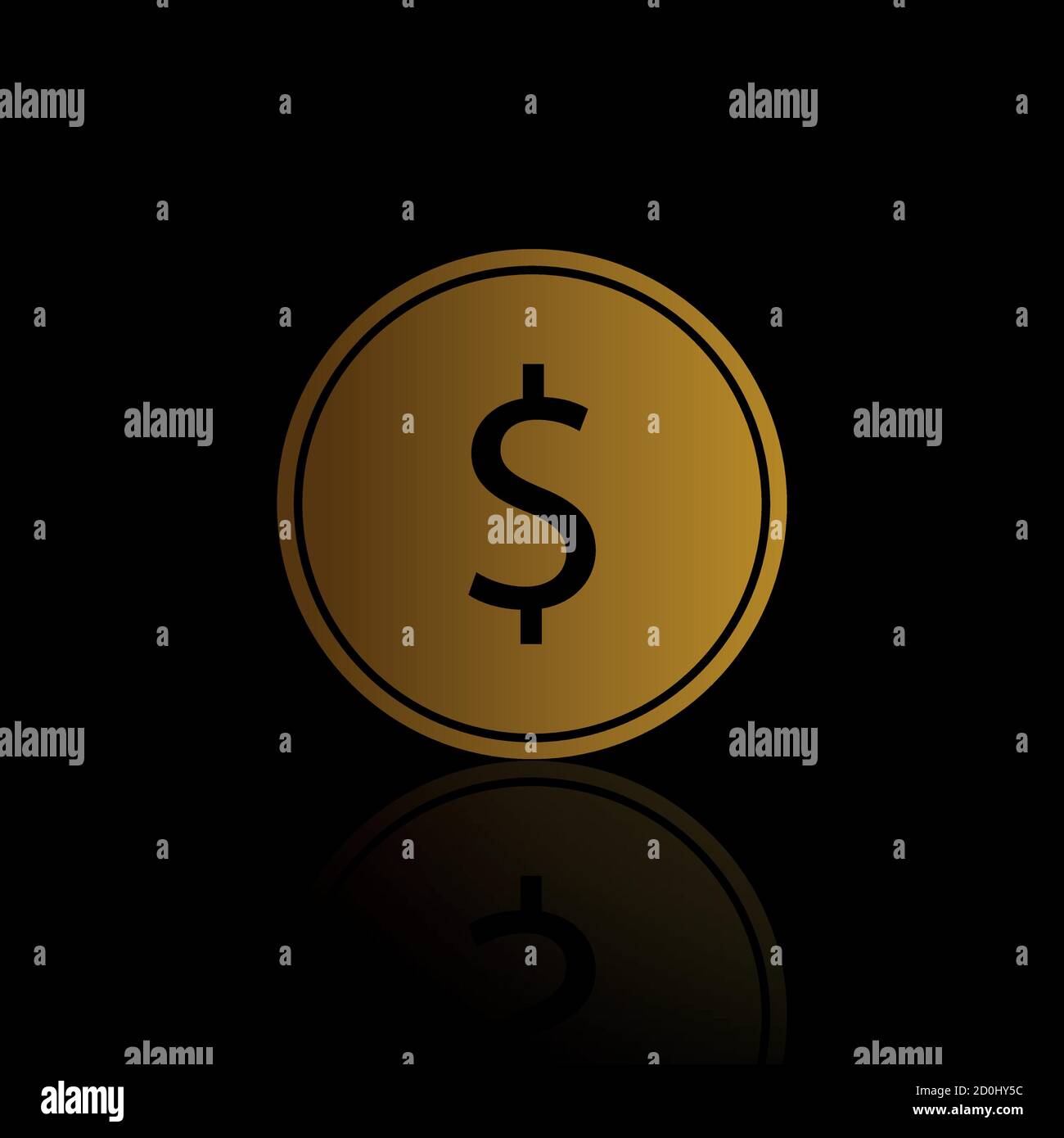 Gold dollar coin isolated icon, logo Stock Vector