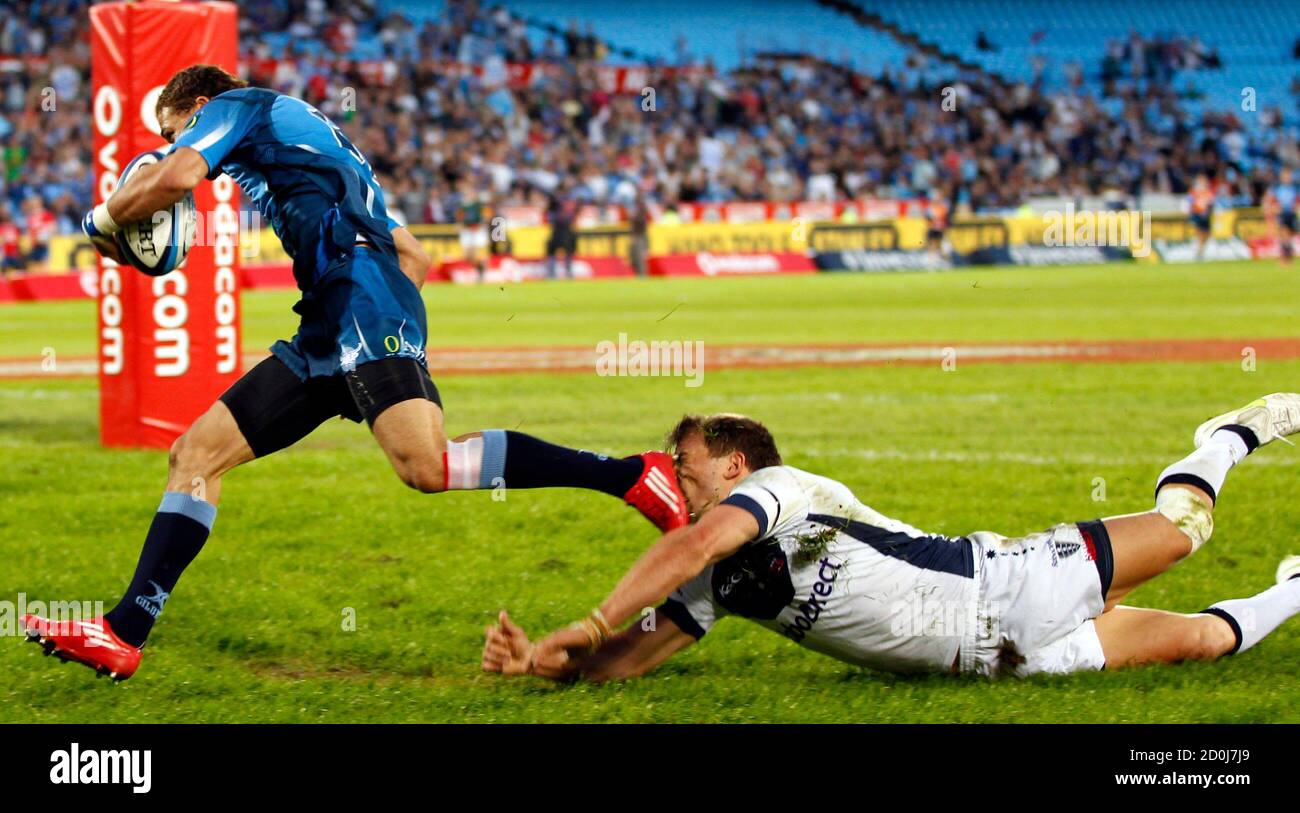 Melbourne Rebels Center Lachlan Mitchell R Is Kicked In The Face By Bjorn Basson Of South Africa S Bulls During Their Super 15 Rugby Union Match In Pretoria May 14 2011 Reuters Siphiwe Sibeko