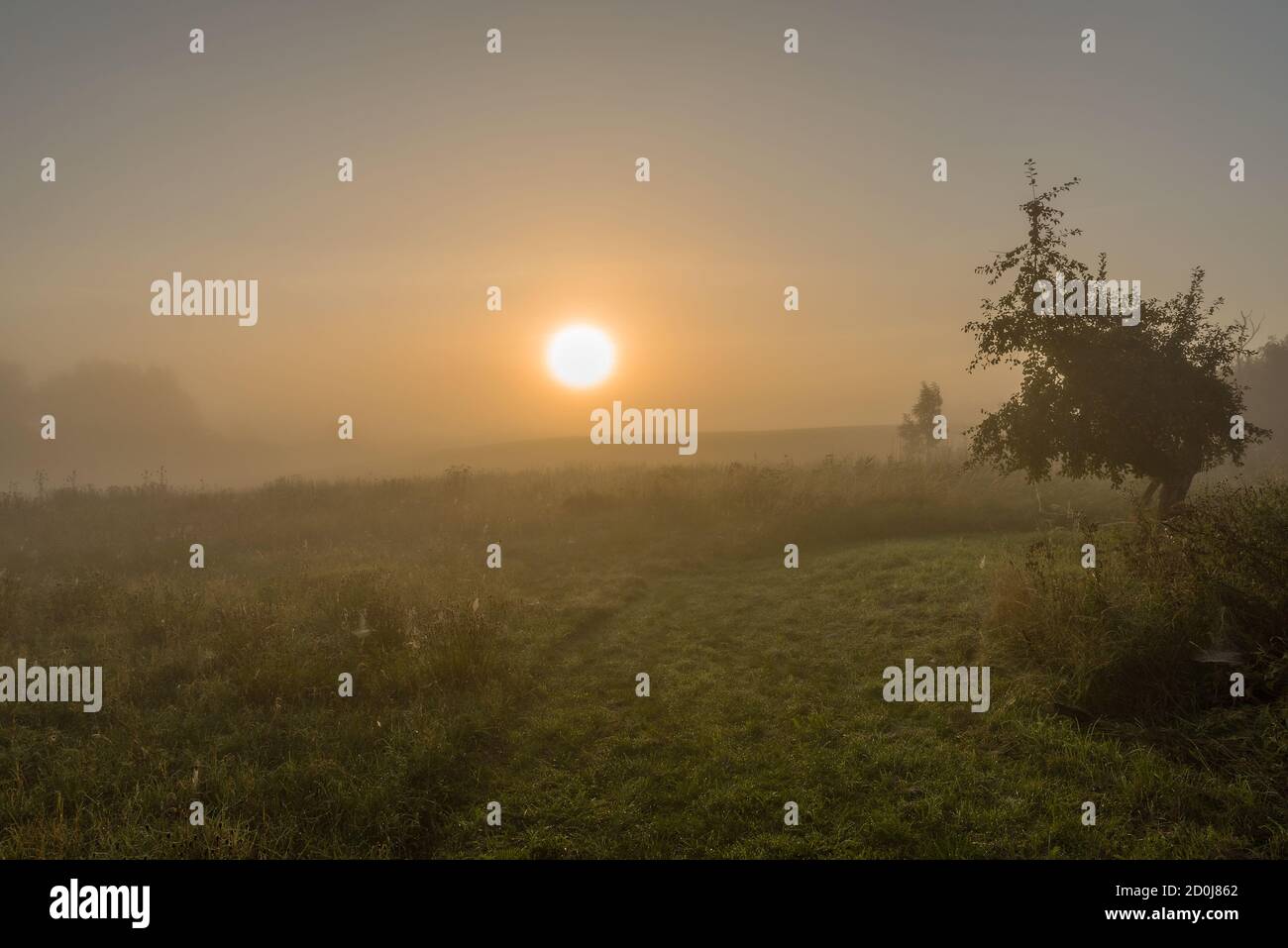 sunrise on an early autumn day in the Uckermark, Germany Stock Photo