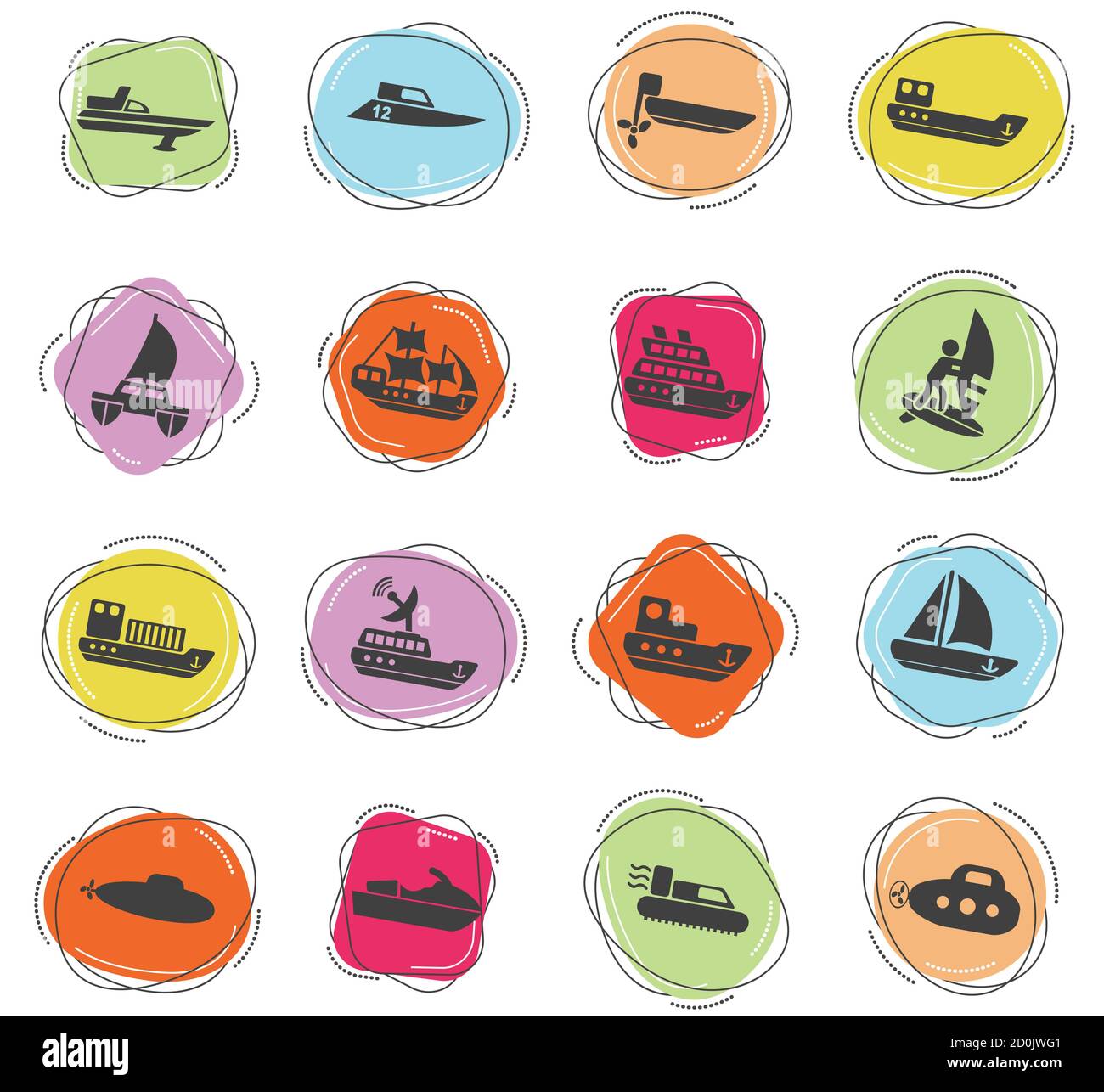 water transport icon set Stock Vector