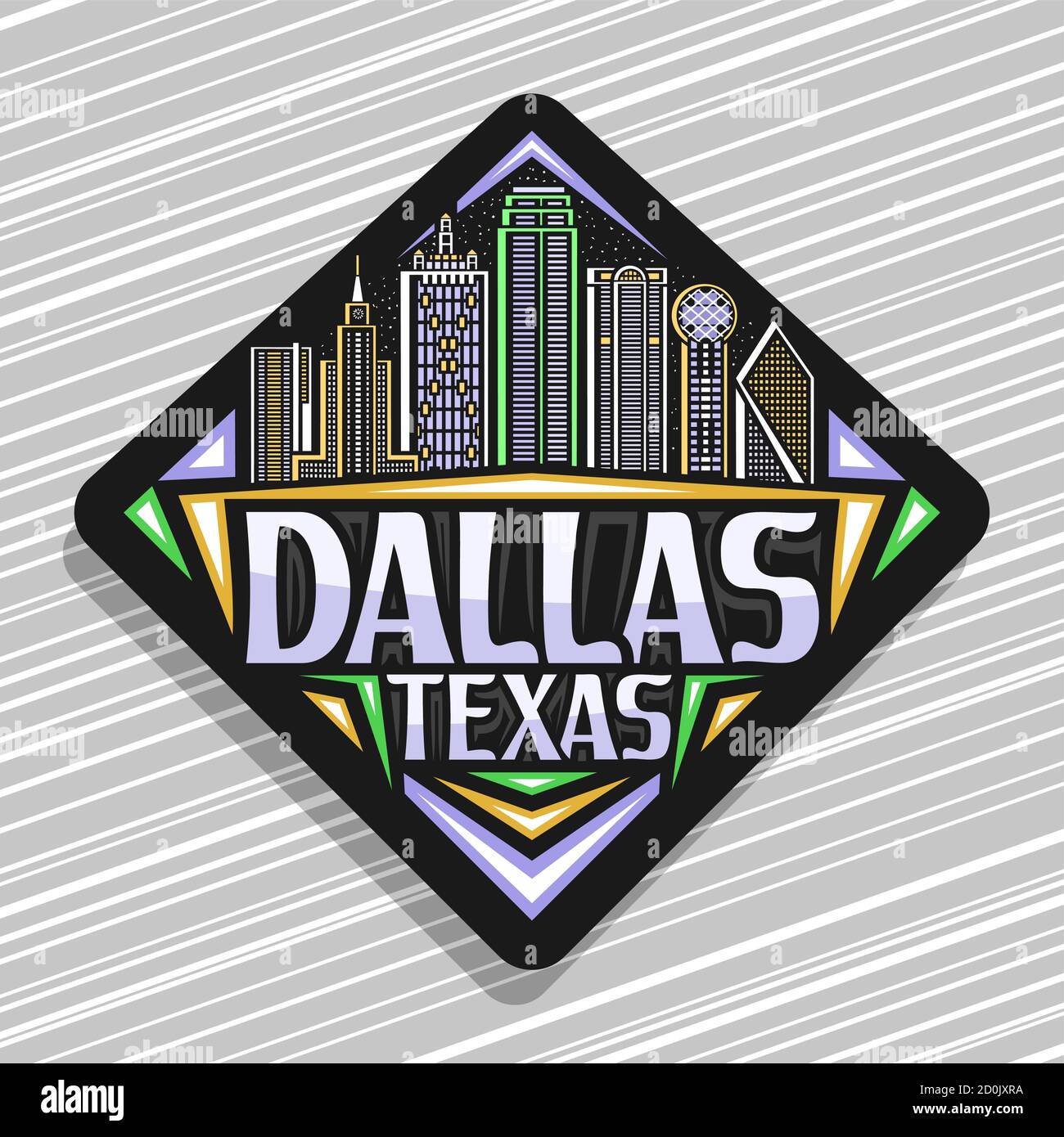 Vector logo for Dallas, black rhombus road sign with illustration of ...