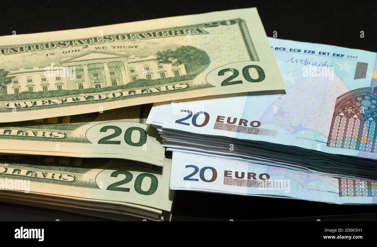 U S Dollars And Euros Banknotes Are Seen In This Illustration Photo Taken At A Change Bureau