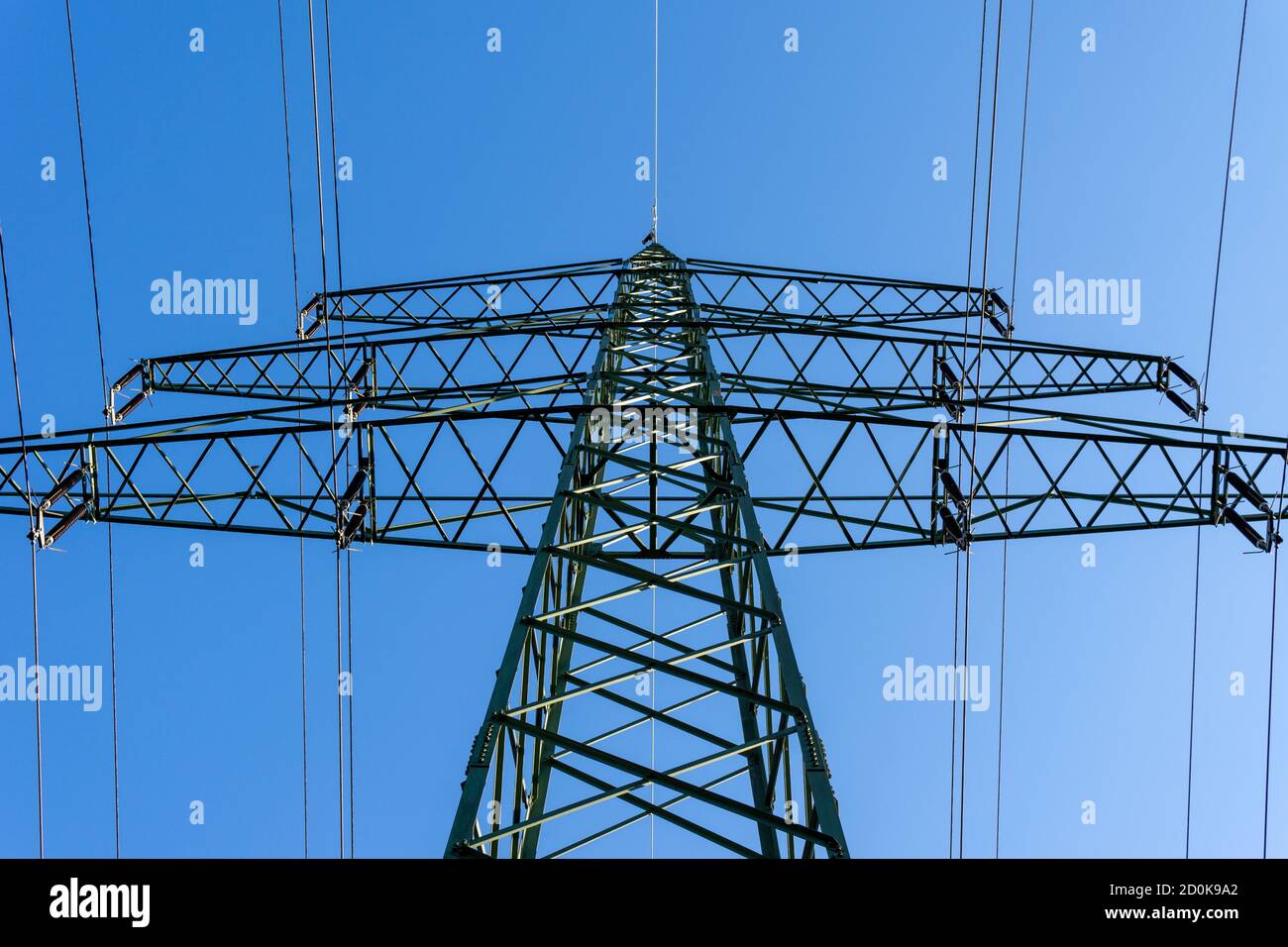 High voltage post or High voltage tower with sky background Stock Photo