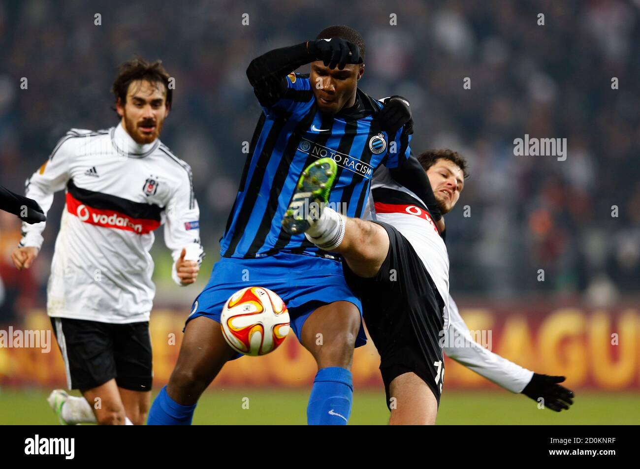 Obbi Oulare Of Club Brugge C Is Challenged By Pedro Franco Of Besiktas During Their Europa
