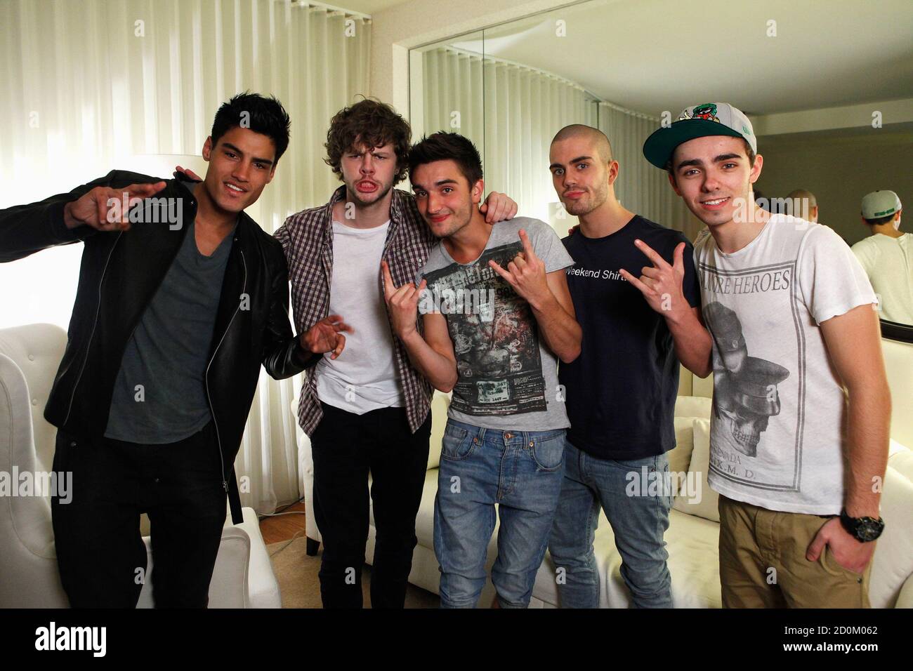 Members Of British Irish Boyband The Wanted From L R Siva Kaneswaran Jay Mcguiness Tom Parker Max George And Nathan Sykes Pose For A Portrait In Los Angeles California April 4 2012 Boy Band