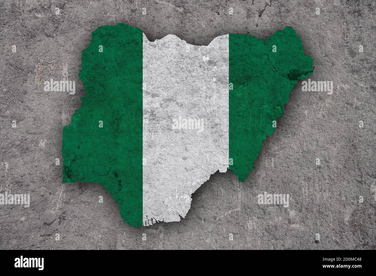 Map and flag of Nigeria on weathered concrete Stock Photo - Alamy