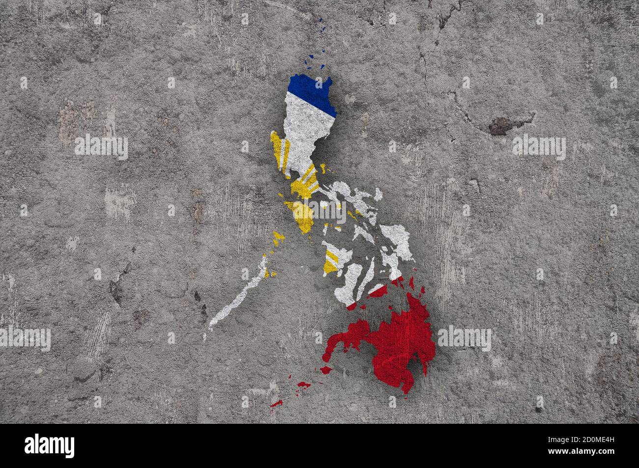 Map and flag of Philippines on weathered concrete Stock Photo - Alamy