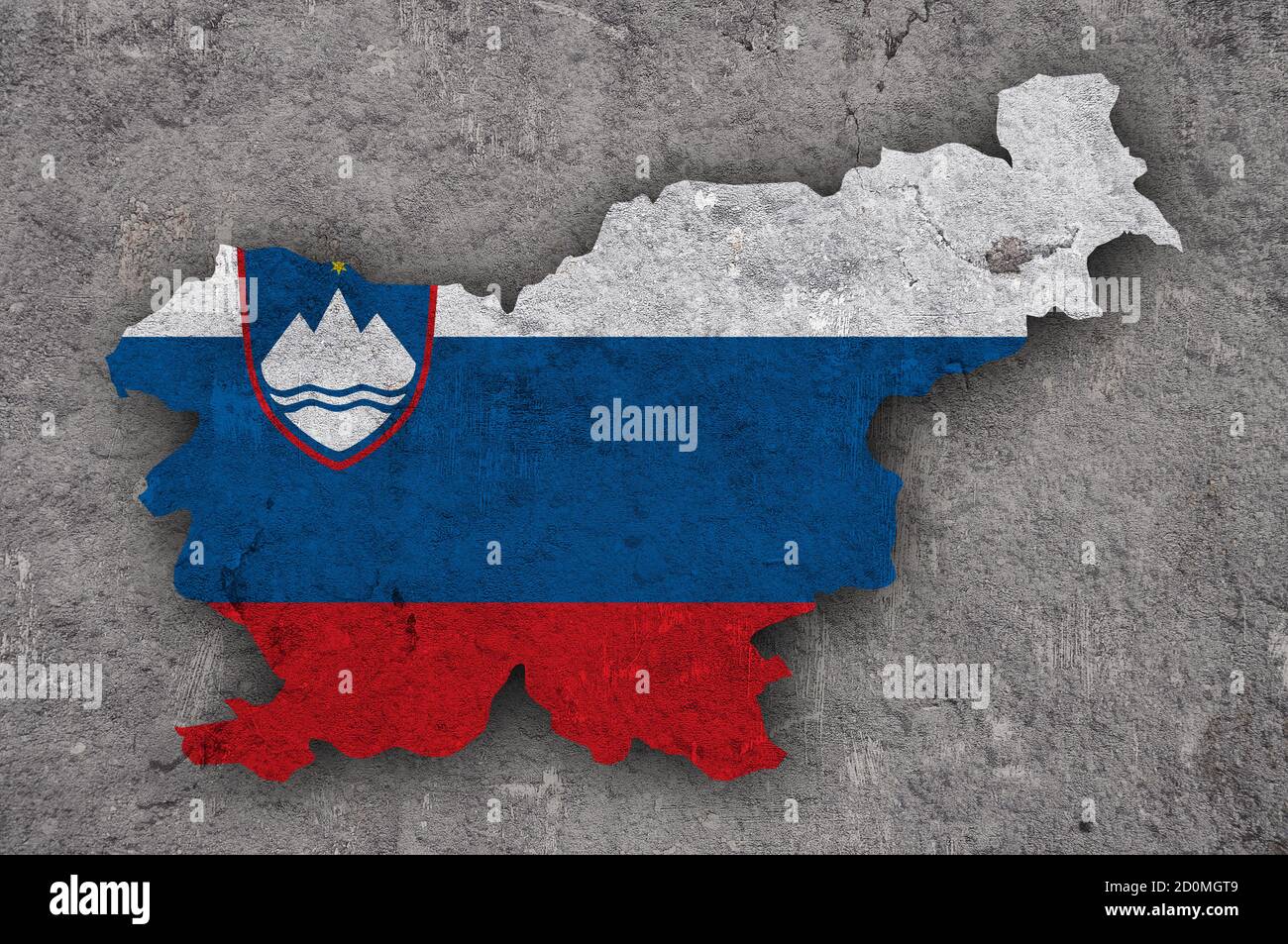 Map and flag of Slovenia on weathered concrete Stock Photo - Alamy