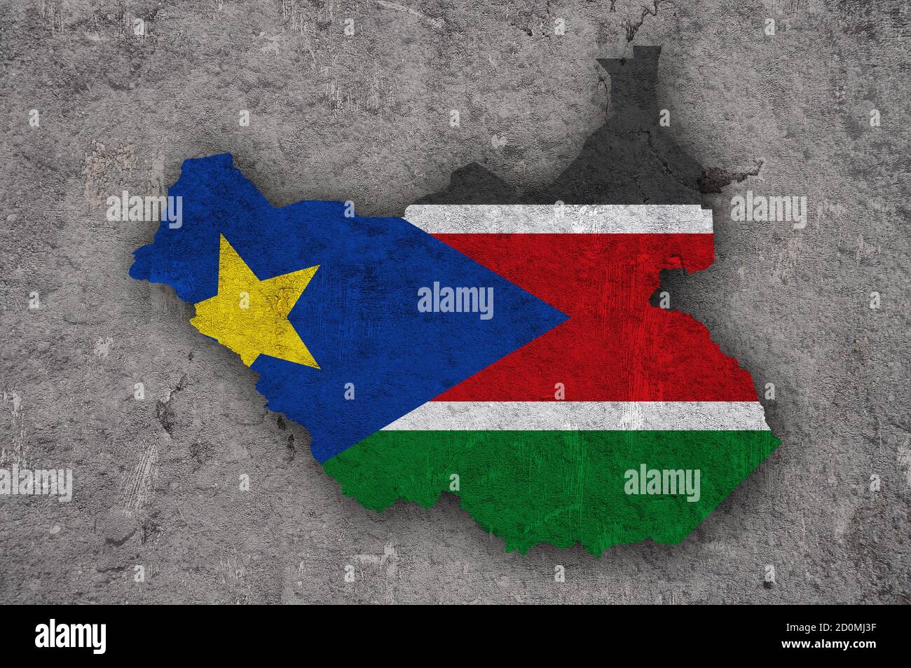 Map and flag of South Sudan on weathered concrete Stock Photo - Alamy