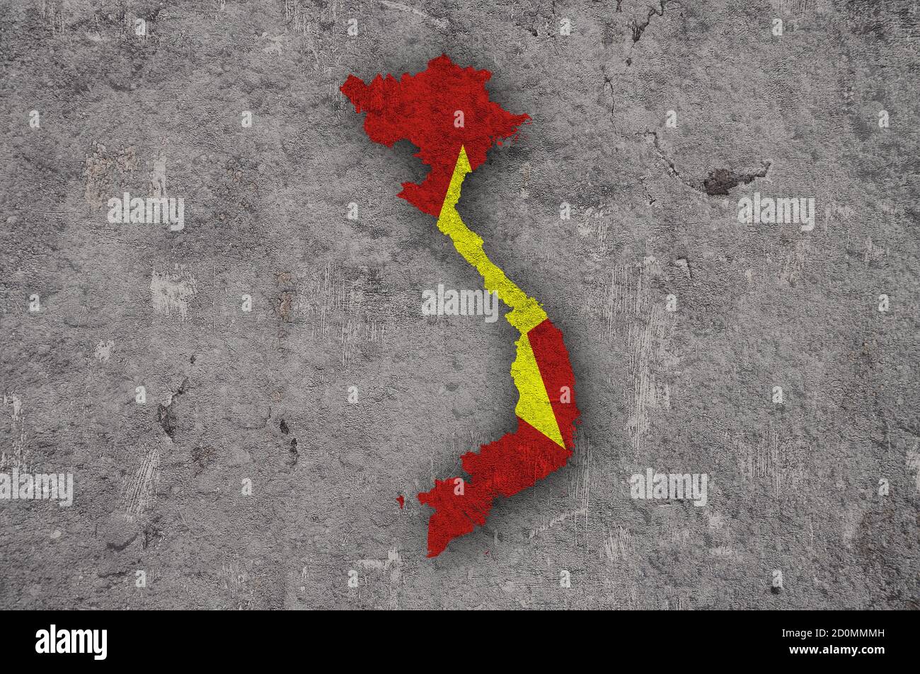 Map and flag of Vietnam on weathered concrete Stock Photo - Alamy