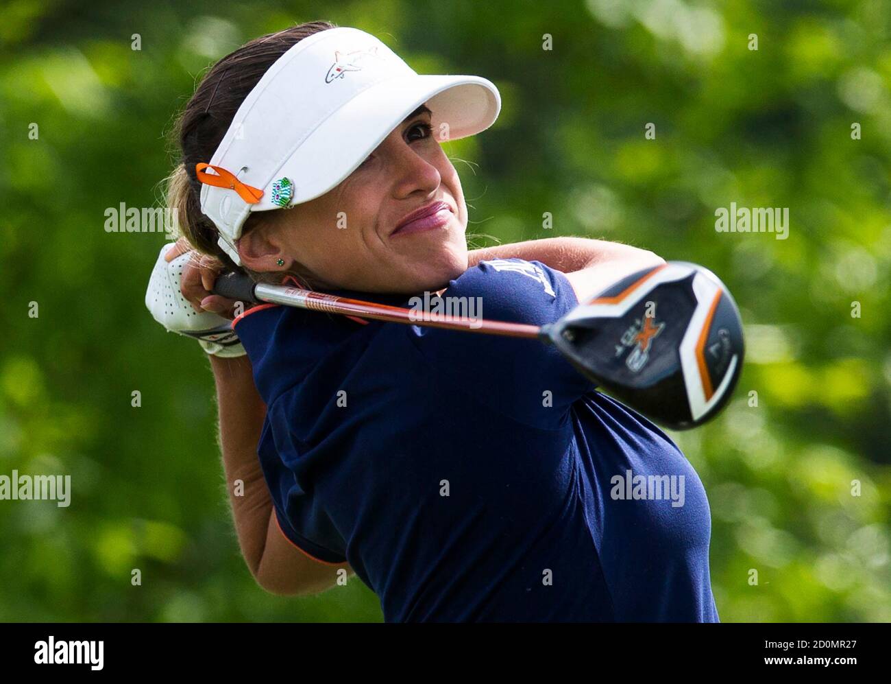 Belen Mozo of Spain tees off the eighth hole during the second round of the Manulife Financial LPGA Classic women's golf tournament at the Grey Silo course in Waterloo, June 6, 2014.    REUTERS/Mark Blinch (CANADA - Tags: SPORT GOLF) Stock Photo