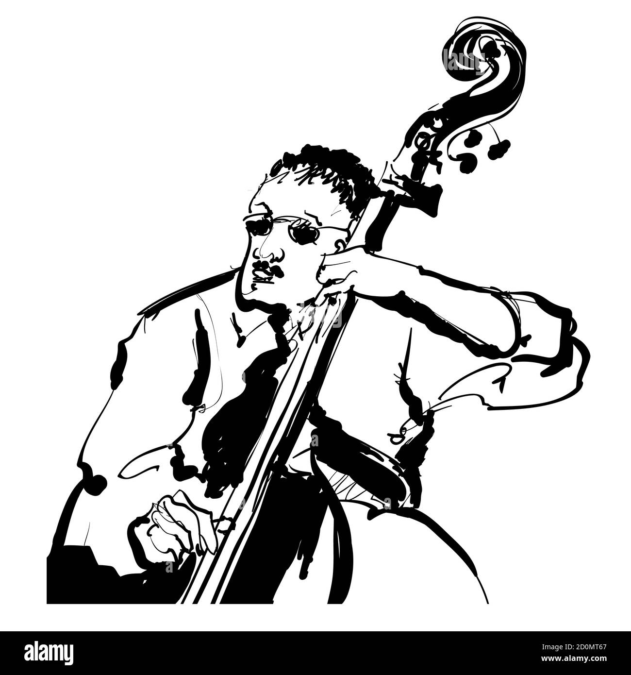 playing double bass - vector illustration Stock Vector