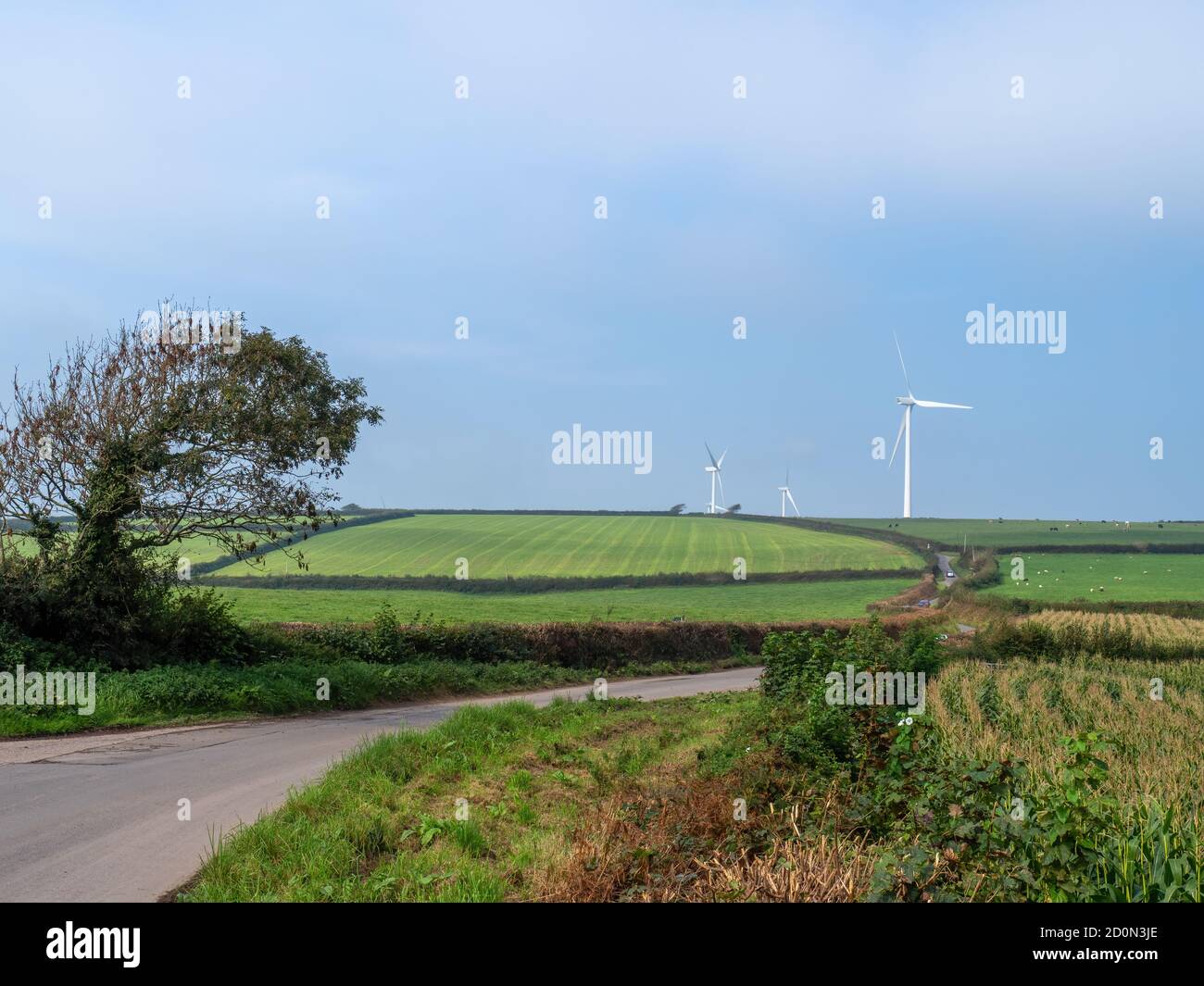 North Devon countryside with wind farm. English countryside Stock Photo