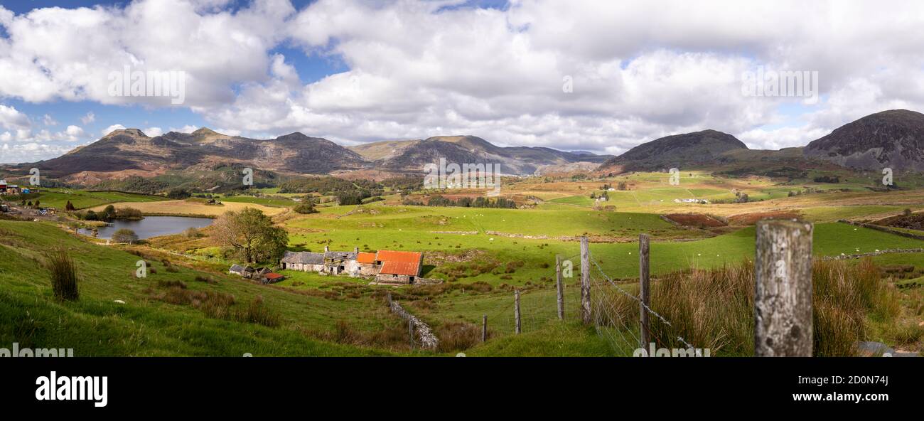 Panoramic view at Ffestiniog, Gwynedd, North Wales Stock Photo
