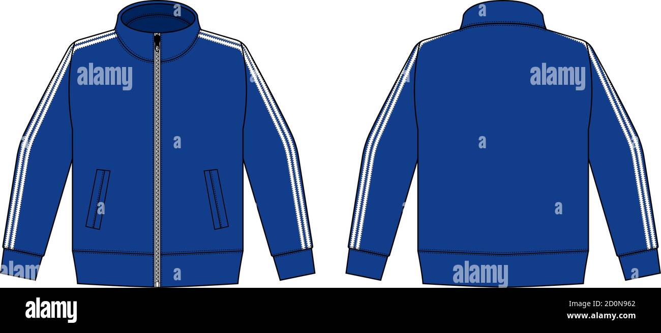 Longsleeve jersey shirt (sports training jacket) vector illustration / blue and white Stock Vector