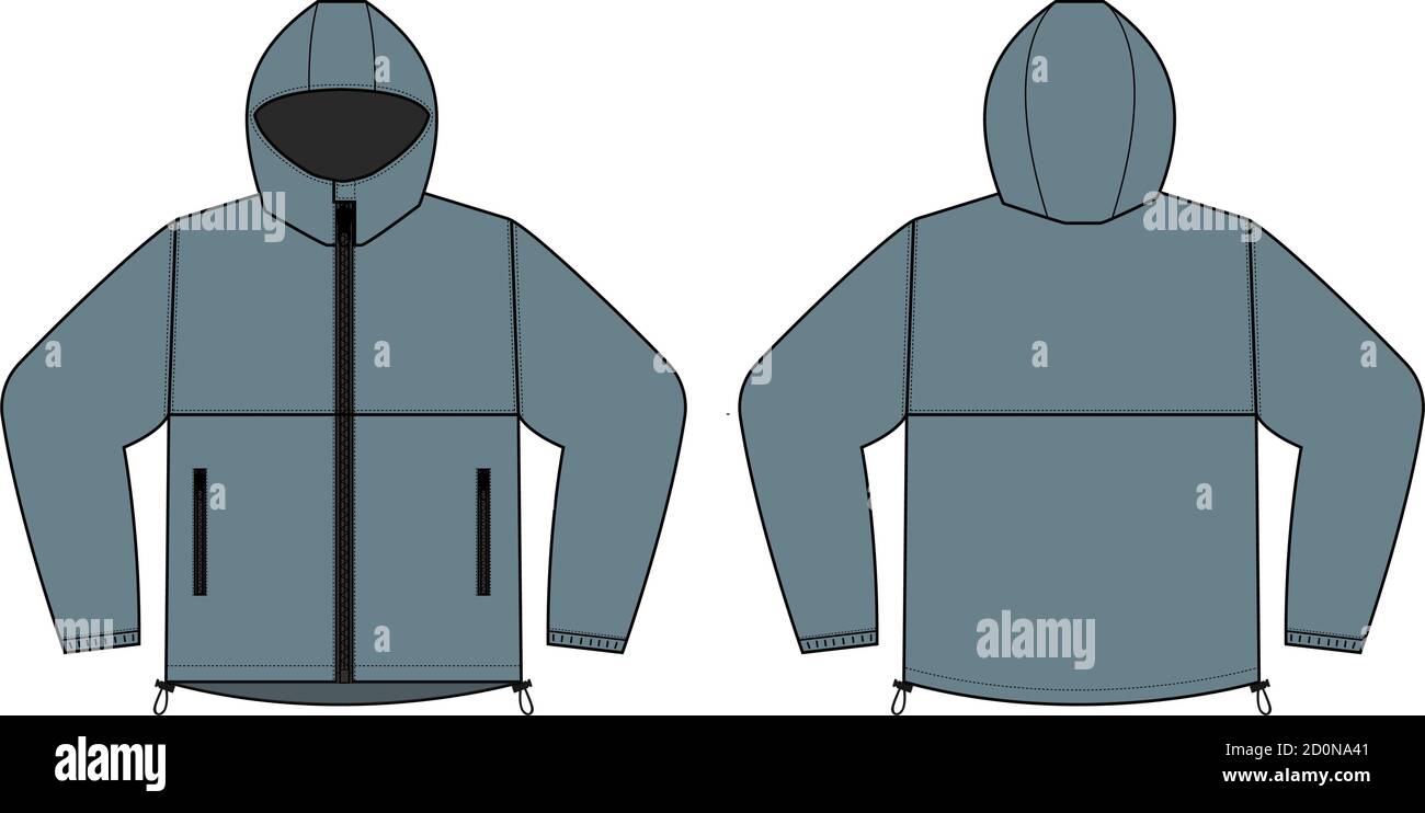 windproof hooded jacket ( parka) vector illustration / gray Stock Vector
