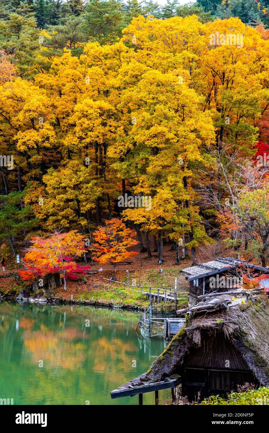 Hida Folk Village during autumn Stock Photo