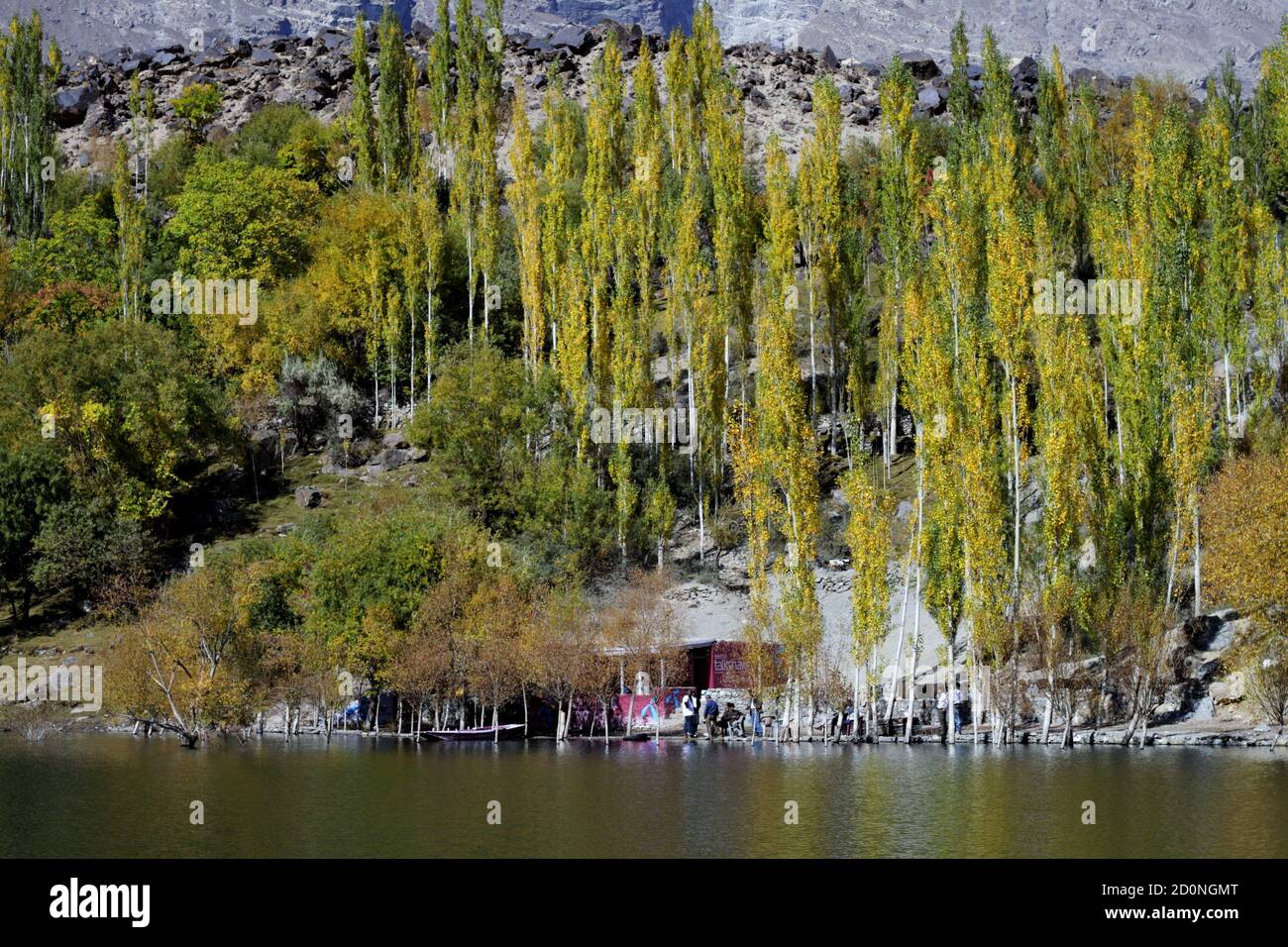 The Kachura Lakes are three lakes in the Skardu District of Gilgit-Baltistan, northern Pakistan. The lakes, at 2,500 metres in elevation, Stock Photo