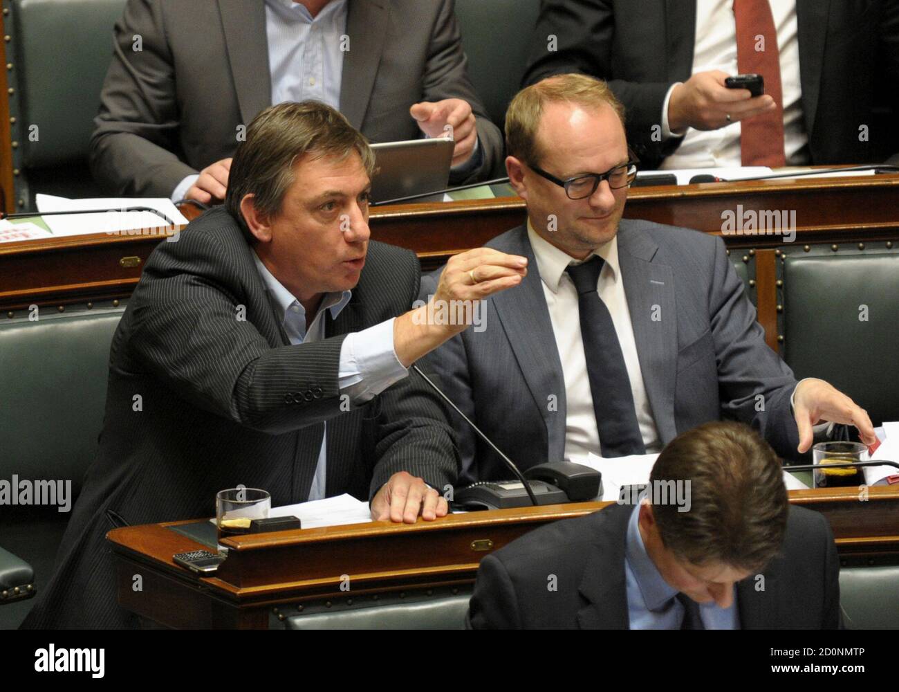 Jan Jambon Of Nva R Speaks Next To Ben Weyts At The Belgian Parliament During A Plenary Session At The Belgian Parliament Discussing The State Of The Union Speech By Belgian Prime Minister Elio Di