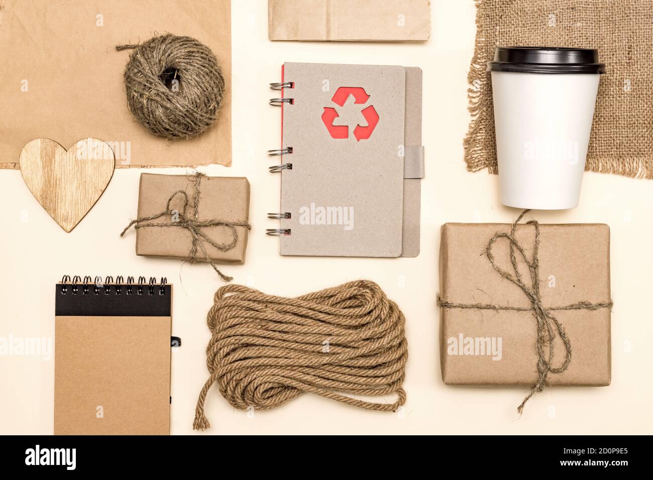 products made from recycled kraft paperand wood packages, notebook