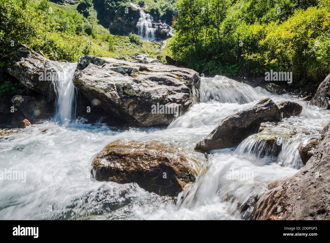 Rough mountain Imeretinka river in the Karachay-Cherkess Republic Stock Photo
