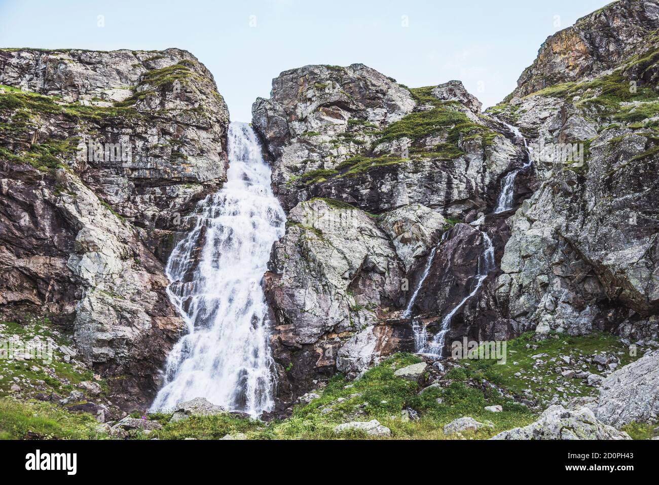 Mountain waterfall. Caucasus, Karachai-Cherkess Republic, Russia Stock Photo