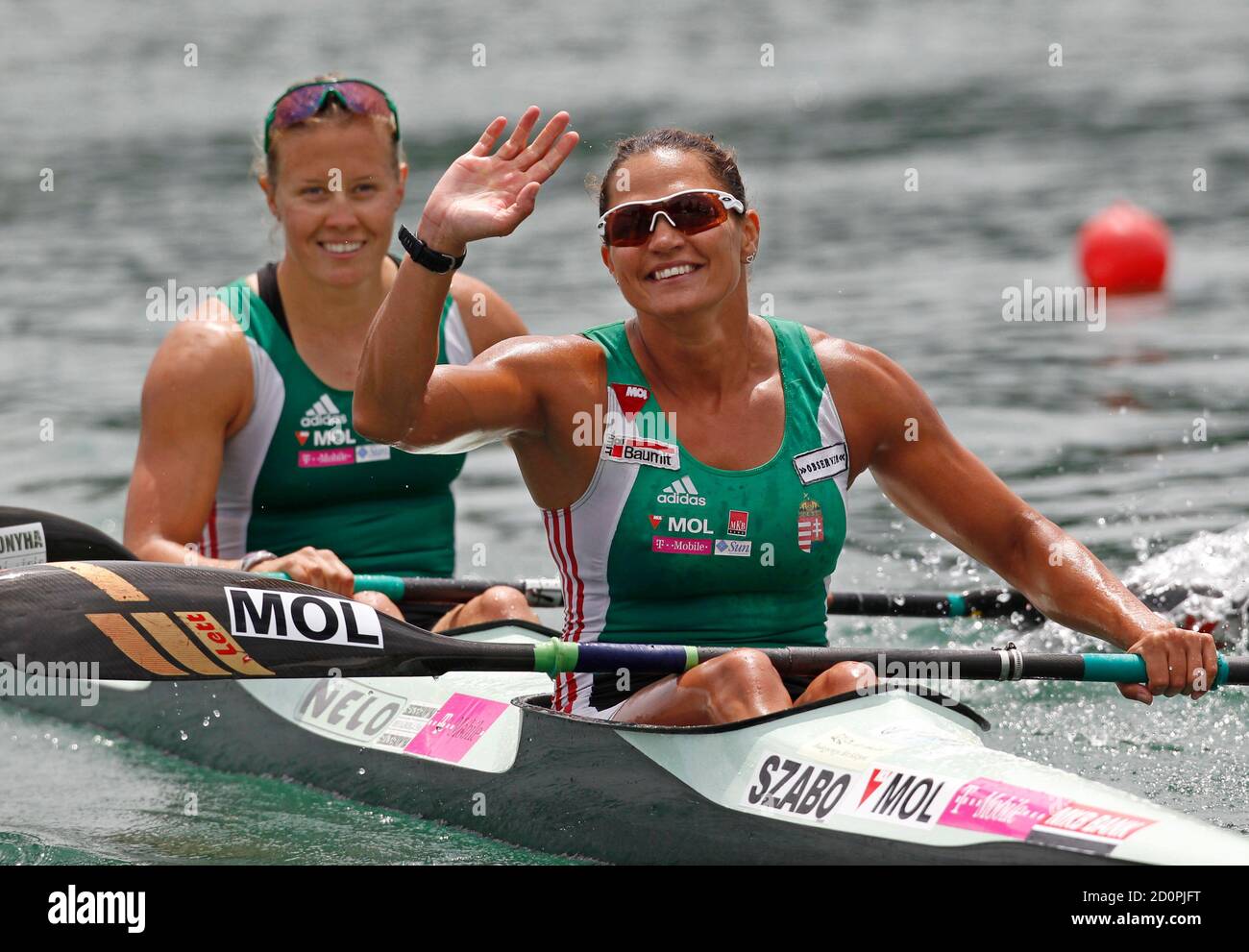Katalin Kovacs L And Danuta Kozak Of Hungary Celebrate Victory After The Women S Kayak Double K2 200m Final At The European Senior Canoe Sprint Championship In Belgrade June 19 2011 Reuters Ivan Milutinovic