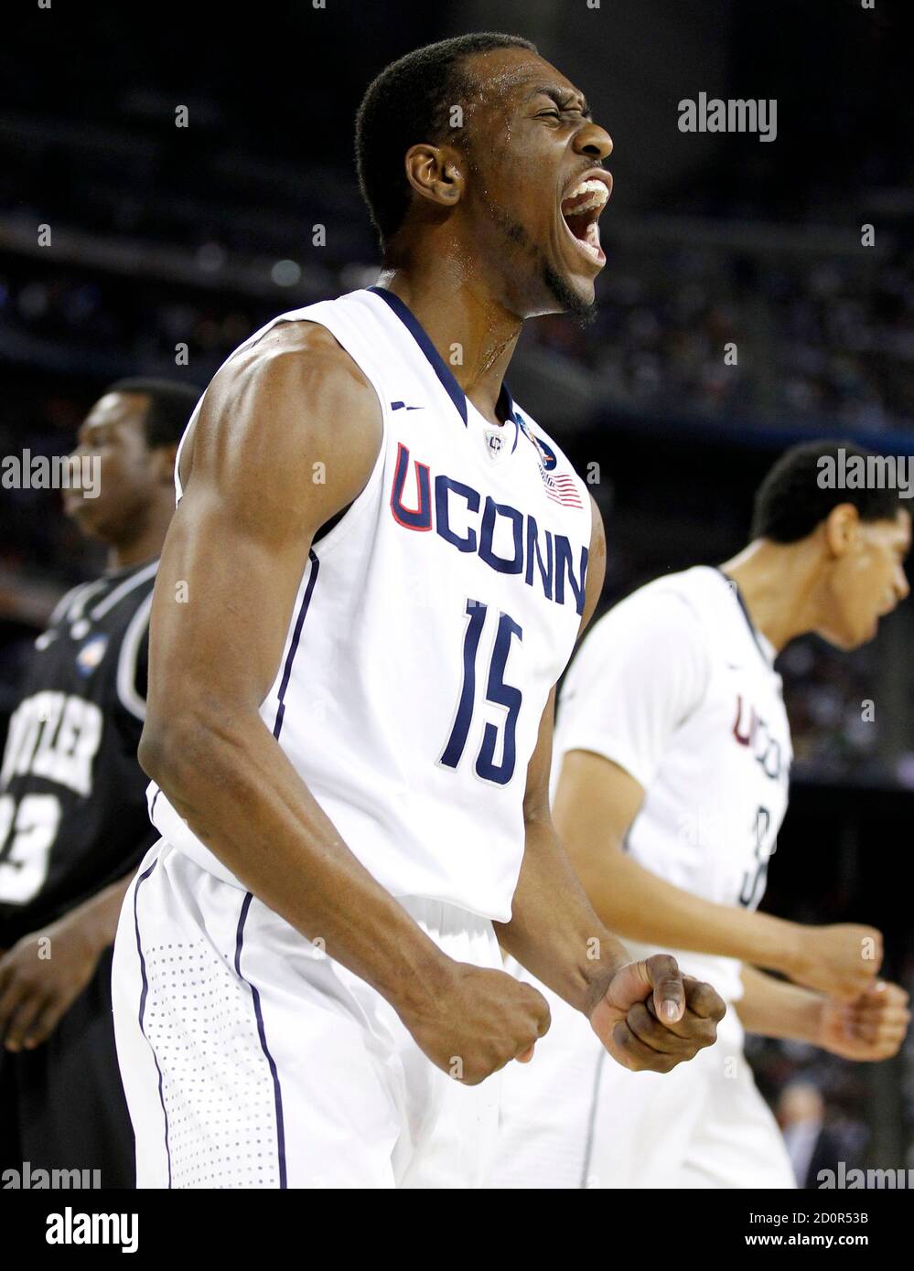 Connecticut Huskies Guard Kemba Walker Celebrates A Basket Against The Butler Bulldogs During Their Men S Final Ncaa Final Four College Basketball Game In Houston Texas April 4 2011 Reuters Lucy Nicholson United States