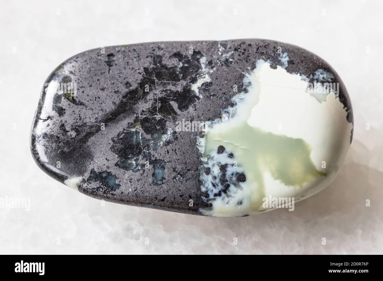 natural mineral from geological collection - polished Teisky Jade (Hantigyrite, khakassian serpentine) rock with Magnetite, Serpentine, Hematite miner Stock Photo