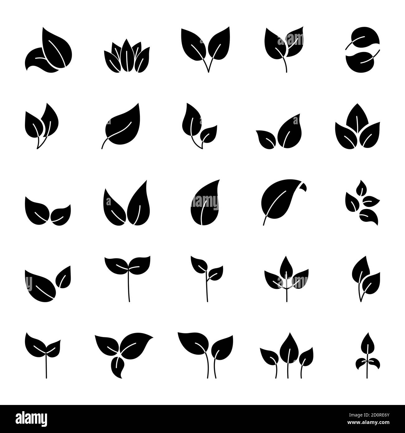 Set of green leaves design elements. This image is a vector