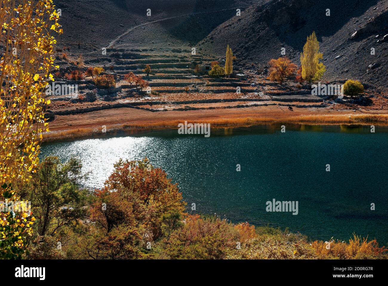 Borith Lake is a lake in Gojal, Hunza Valley in Gilgit–Baltistan, Pakistan. Borith is a hamlet in the surroundings of the Borith lake, Stock Photo