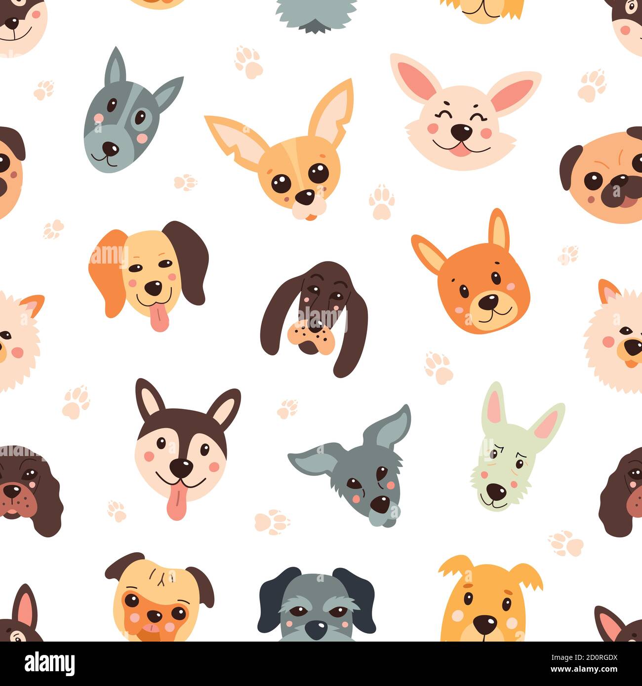 Pattern, dogs, cartoony, childish, funny. Vector seamless background ...