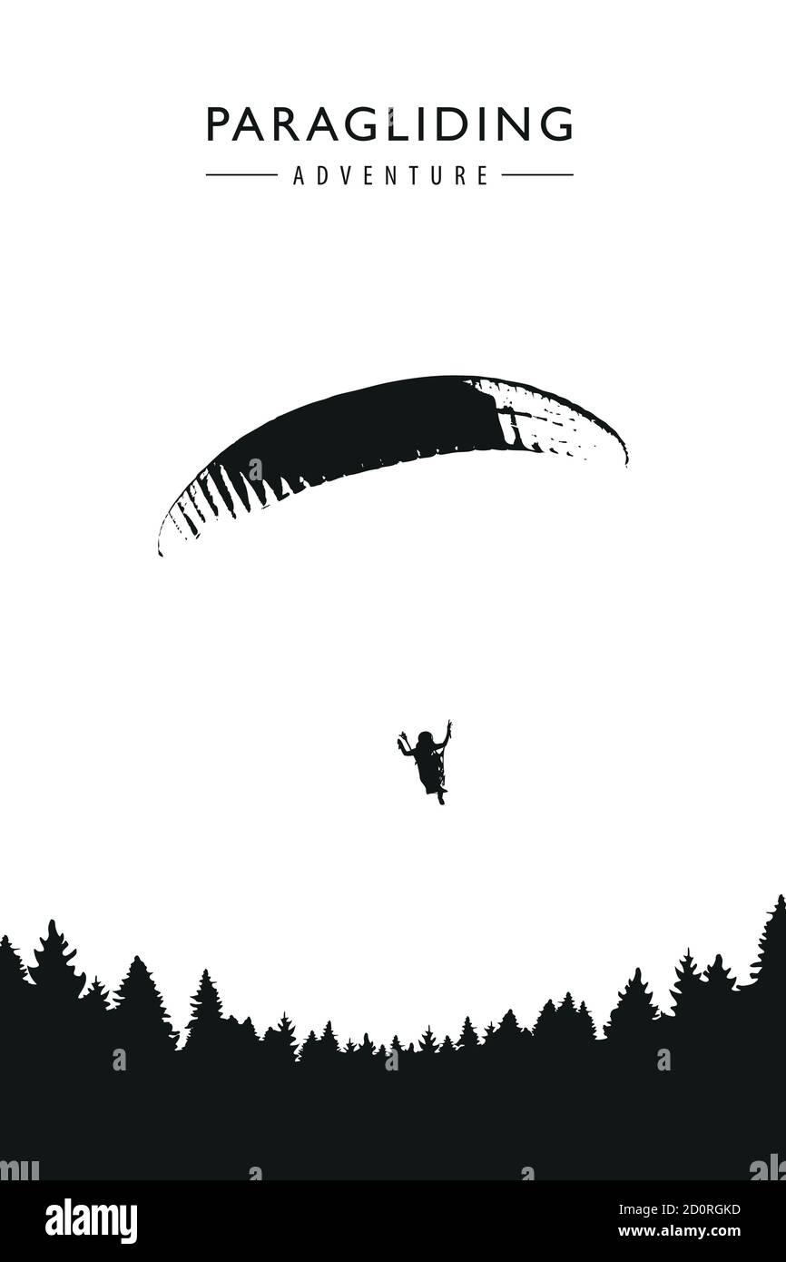 paragliding adventure on forest background vector illustration EPS10 Stock Vector